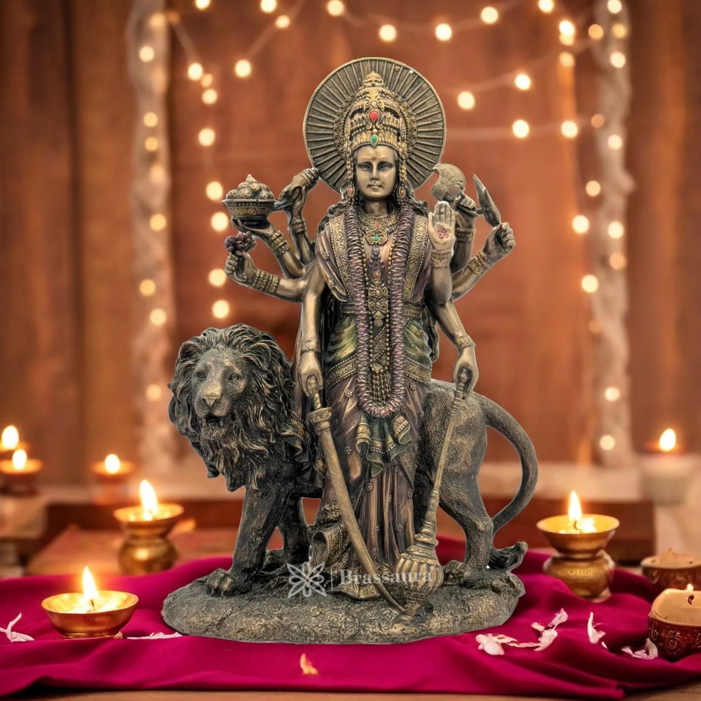 Brassaura™ Resin Durga Statue for Home and Decor  Height 12 Inches & Weight 1.71 Kgs
