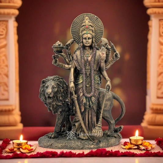 Brassaura™ Resin Durga Statue for Home and Decor  Height 12 Inches & Weight 1.71 Kgs