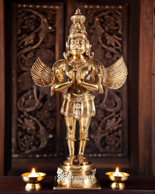 Handcrafted Brass Idol in Glossy Golden Finish – Height 22 Inches, Weight 10 Kgs