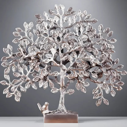 Brassaura™ Pure Brass Handcrafted Kalpavriksha Tree with Birds | Silver-Plated Alamaram Tree | Weight 2 Kgs | Height 11 Inches