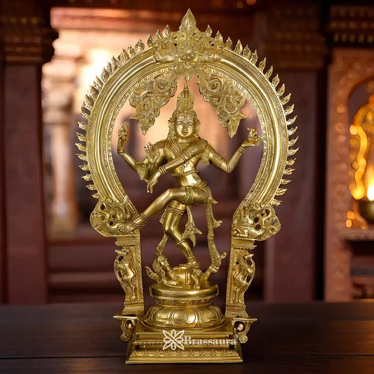 Brassaura™ Brass Nataraja Statue | Golden Yellow Finish | Height 26 Inches & Weight 16.3 Kgs
