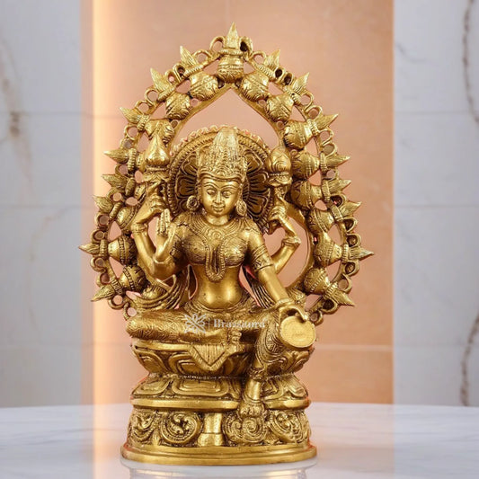 Brass Laxmi Idol for Home and Decor Height 10.5 Inches & Weight 3 Kgs