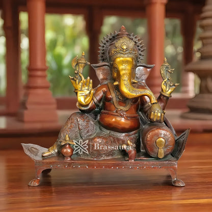 Brassaura™ Brass Ganesha Statue – “Harbinger of Prosperity” | Height 16 Inches & Weight 16 Kgs