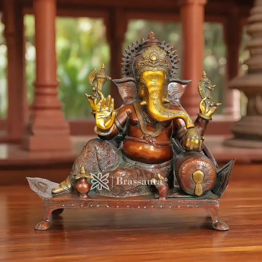 Brassaura™ Brass Ganesha Statue – “Harbinger of Prosperity” | Height 16 Inches & Weight 16 Kgs