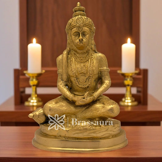 Brassaura™ Handcrafted Hanuman Murti in Brass – Height 7.2 Inches & Weight 1.6 Kgs