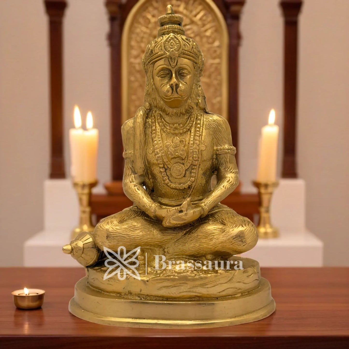 Brassaura™ Handcrafted Hanuman Murti in Brass – Height 7.2 Inches & Weight 1.6 Kgs