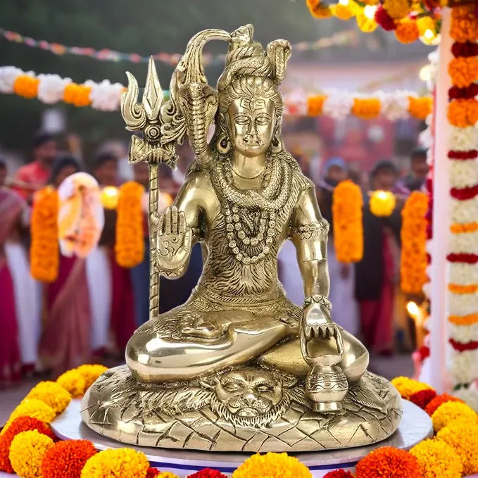 Brassaura™ Premium Brass Lord Shiva Idol – Height 11.2 Inches & Weight 4.1 Kgs | Spiritual Use