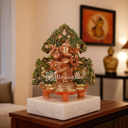 Brass Ganesh Deepak Weight 1.1 Kg And Height 9 Inch