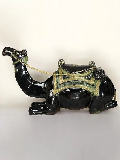 Brassaura® Brass Sitting Camel Sculpture | Height 37 Inches