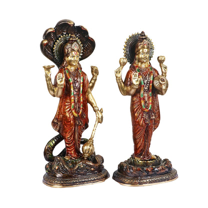 Brassaura® Brass Laxmi Narayan Idol | Height 15.5 Inches