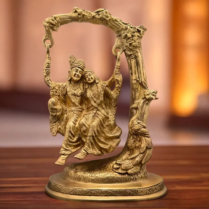 Brassaura™ Radha Krishna Murti | Pure Brass Handcrafted Idol | Height 20 cm (7.87 Inches) & Weight 1.2 Kgs