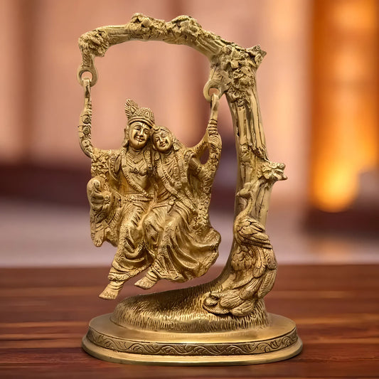 Brassaura™ Radha Krishna Murti | Pure Brass Handcrafted Idol | Height 20 cm (7.87 Inches) & Weight 1.2 Kgs