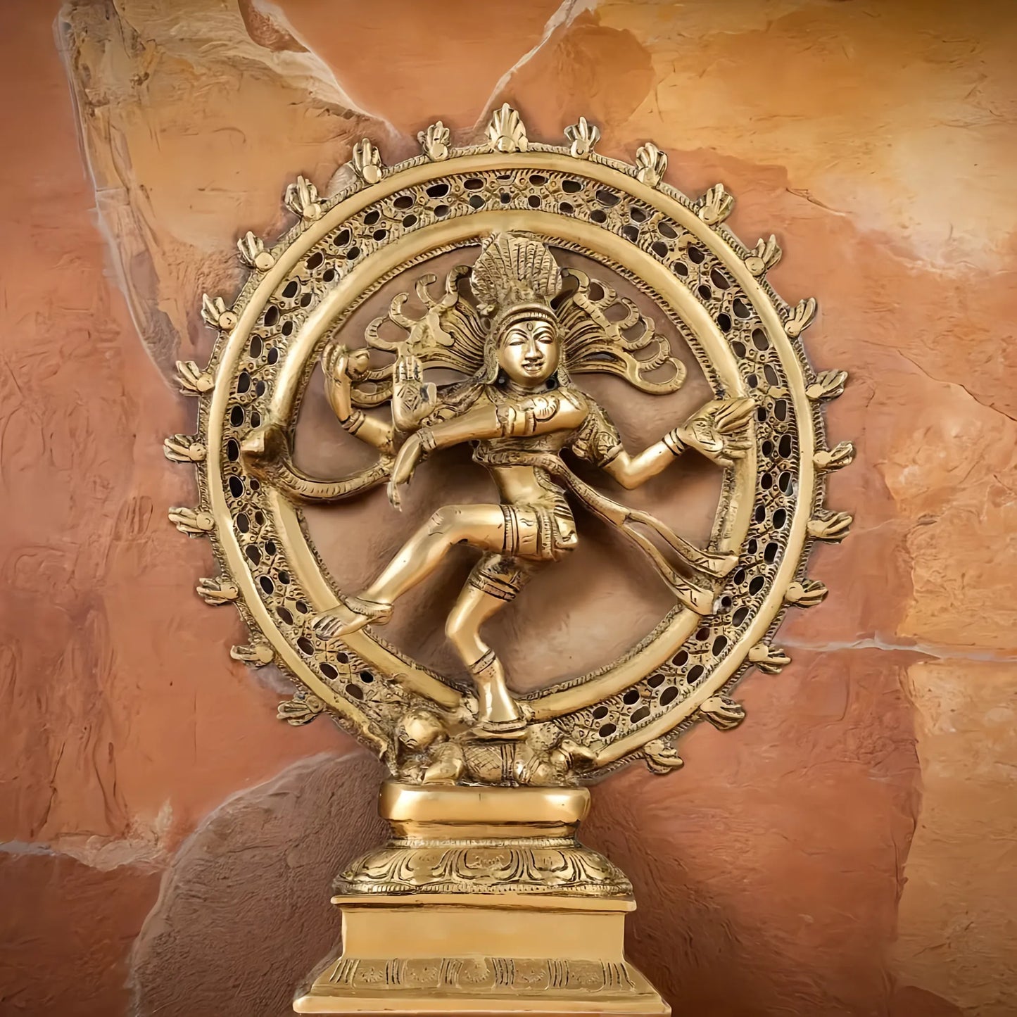 Brassaura™ Brass Lord Shiva Nataraja Statue | Handcrafted Cosmic Dance Idol | Weight 3.5 Kgs | Height 13.5 Inches