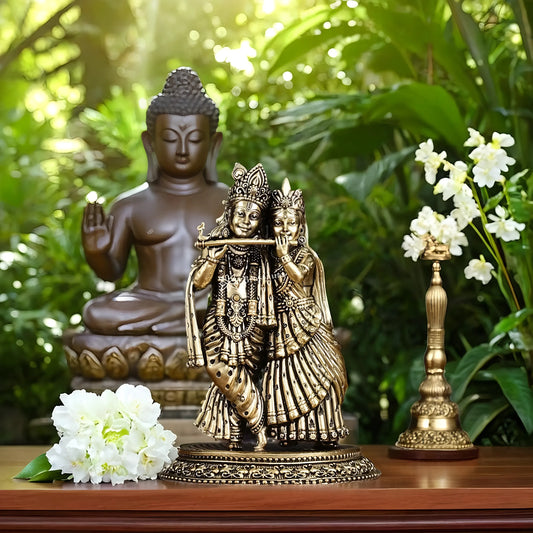 Brassaura™ Brass Radha Krishna Idol – Height 6 Inches & Weight 510 gms