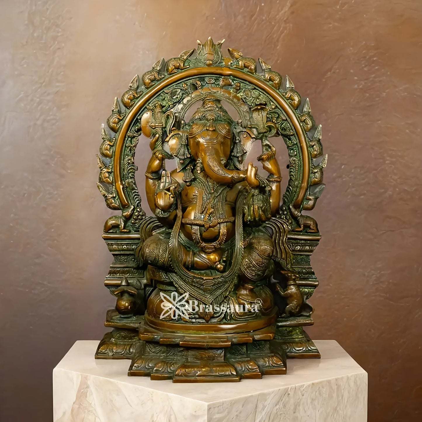 Brassaura™ Brass Ganesha Idol | Height 18 Inches & Weight 16.8 Kgs