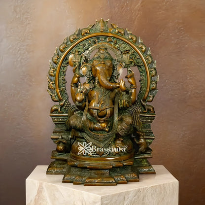 Brassaura™ Brass Ganesha Idol | Height 18 Inches & Weight 16.8 Kgs