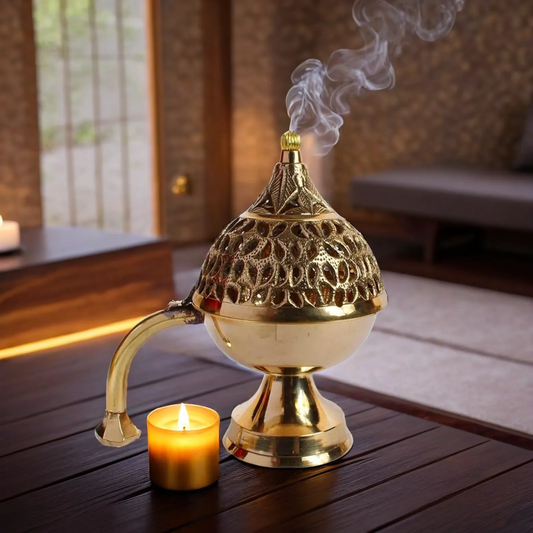 Brass Dhop Burner Weight .53 Kg And Height 8 Inch
