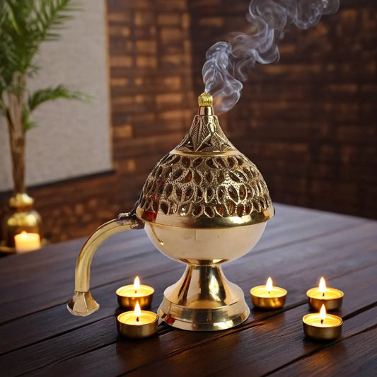 Brass Dhoop Burner Statue For Home Decor Weight .5 Kg And Height 18 Cm