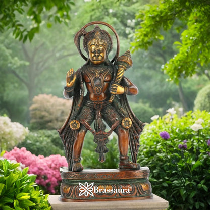 Brassaura™ Exquisite Brass Hanuman Statue – Height 12 Inches & Weight 3.4 Kgs | Temple Décor