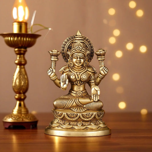 Brass Laxmi Idol for Home and Decor Height 7 Inches & Weight 2 Kgs
