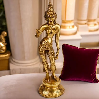 Brassaura™ Brass Uma Devi Parvati Murti | Handcrafted Goddess Statue | Height 11 Inches (28 cm) & Weight 1.7 Kgs