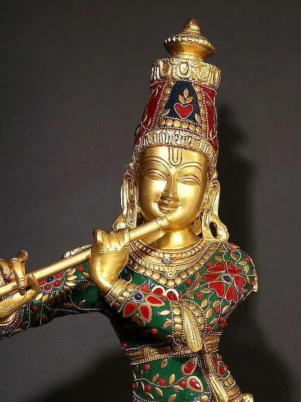 Brassaura® Brass Krishna Statue | Height 23.2 Inches & Weight 9.80 kg