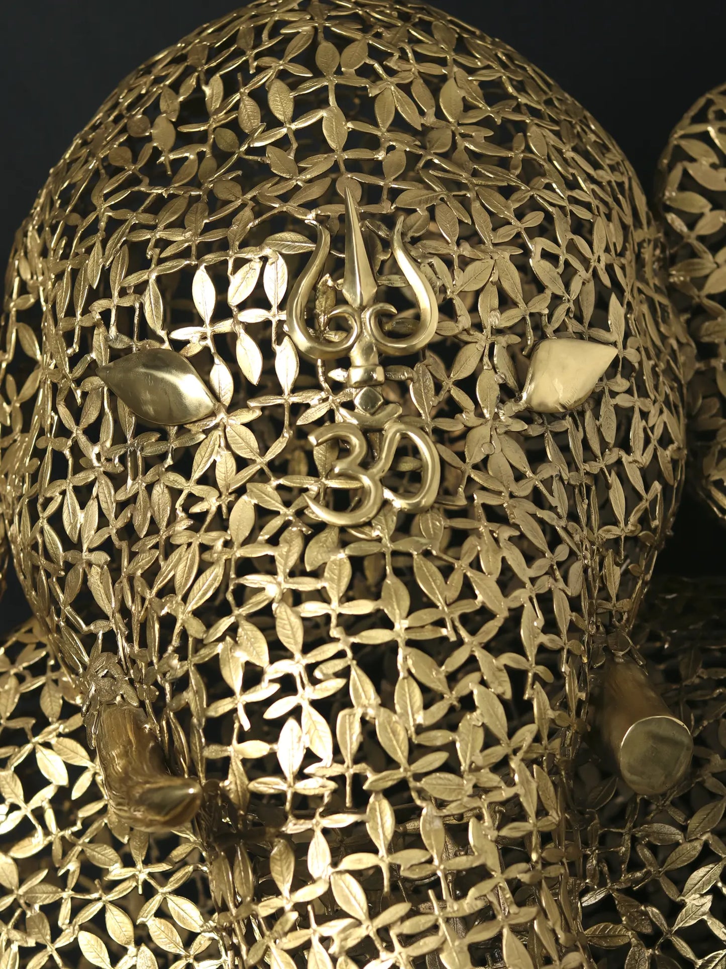 Brassaura® Super Large Relaxing Lord Ganesha | Intricate Brass Leaves Artwork | Height 45.08 Inches & Weight 67 kgs