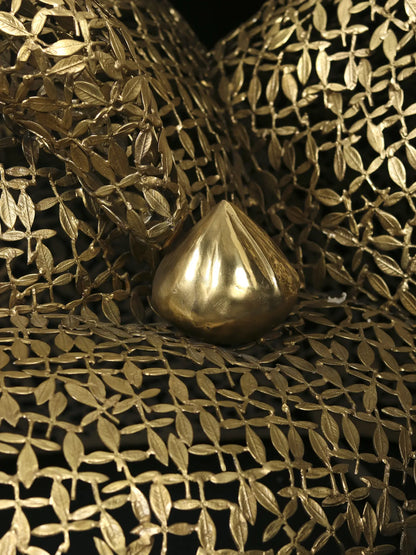 Brassaura® Super Large Relaxing Lord Ganesha | Intricate Brass Leaves Artwork | Height 45.08 Inches & Weight 67 kgs