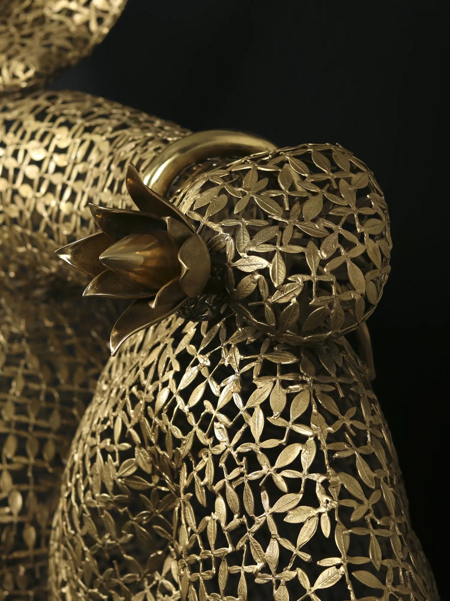 Brassaura® Super Large Relaxing Lord Ganesha | Intricate Brass Leaves Artwork | Height 45.08 Inches & Weight 67 kgs