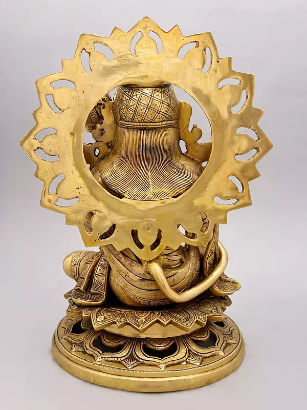 Brassaura® Hanuman Seated Blessing Pose Idol with Natural Brass Finish | Pure Superfine Brass Handcrafted Murti | Brass Statue for Home Temple, Pooja Room | Height 18 Inches | Weight 17 Kgs