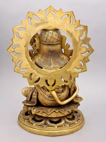 Brassaura® Hanuman Seated Blessing Pose Idol with Natural Brass Finish | Pure Superfine Brass Handcrafted Murti | Brass Statue for Home Temple, Pooja Room | Height 18 Inches | Weight 17 Kgs
