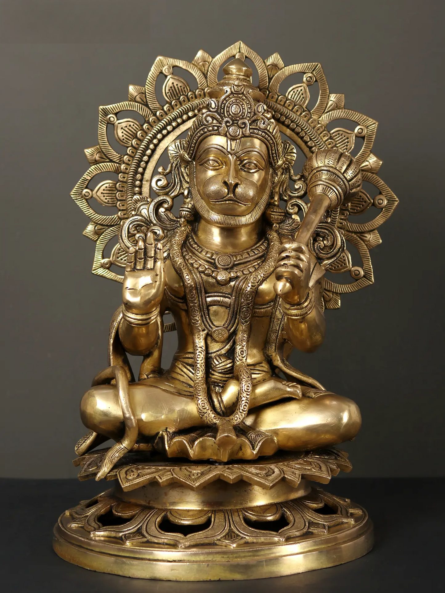 Brassaura® Panchmukhi Hanuman Statue | Brass with Traditional Finish | Height 11.22 Inches & Weight 13.36 kgs