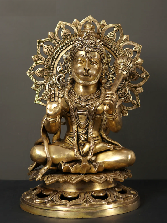 ब्रासौरा® पंचमुखी हनुमान मूर्ति | पारंपरिक फिनिश के साथ पीतल | ऊंचाई 11.22 इंच और वजन 13.36 किलोग्राम