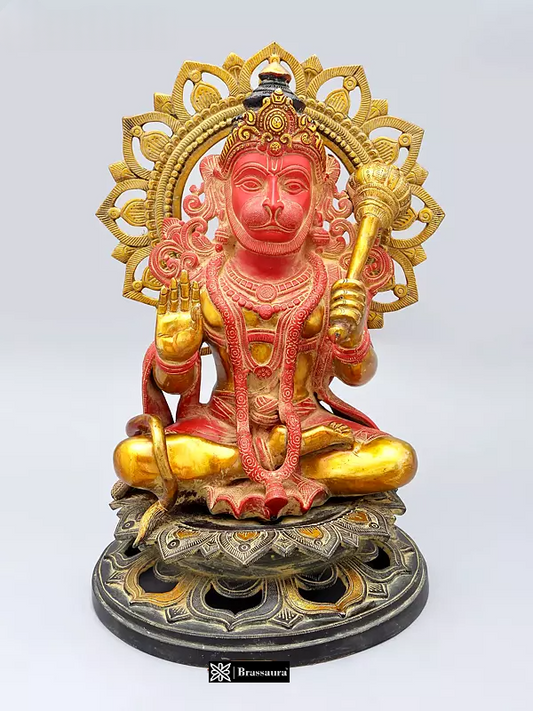 ब्रासोरा® वृंदावन वेणुगोपाल कृष्ण पीतल की प्रतिमा मोर के साथ | एंटीक नीला और सुनहरा रंग | ऊँचाई 20 इंच