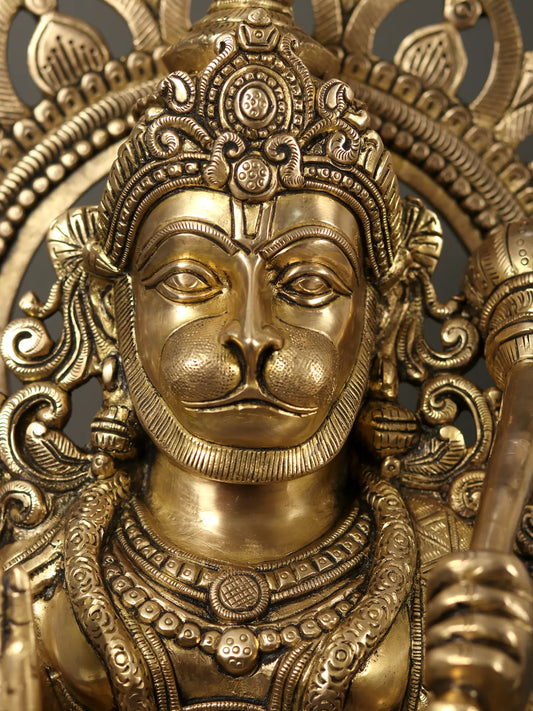 ब्रासौरा® पंचमुखी हनुमान मूर्ति | पारंपरिक फिनिश के साथ पीतल | ऊंचाई 11.22 इंच और वजन 13.36 किलोग्राम