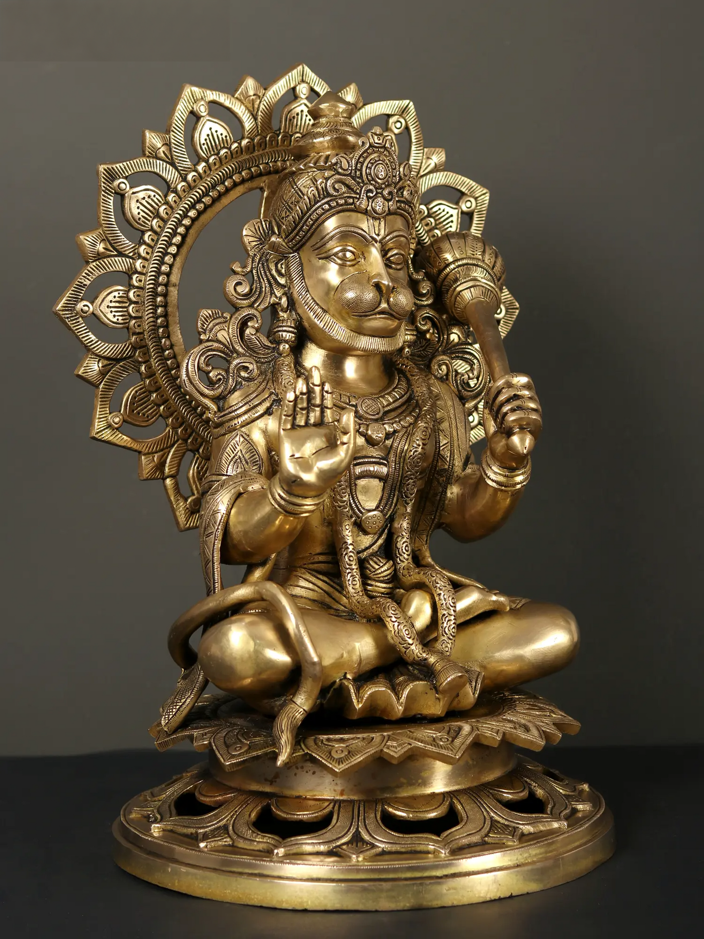 Brassaura® Panchmukhi Hanuman Statue | Brass with Traditional Finish | Height 11.22 Inches & Weight 13.36 kgs