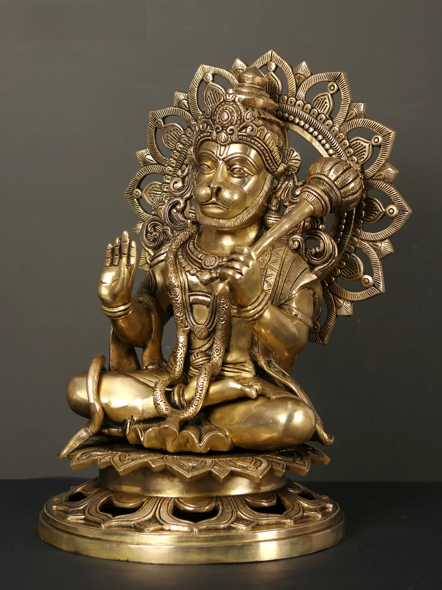 Brassaura® Panchmukhi Hanuman Statue | Brass with Traditional Finish | Height 11.22 Inches & Weight 13.36 kgs