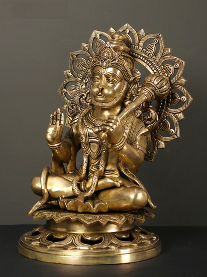 Brassaura® Panchmukhi Hanuman Statue | Brass with Traditional Finish | Height 11.22 Inches & Weight 13.36 kgs