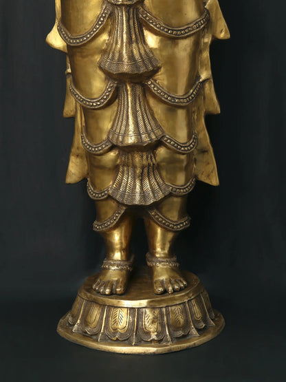 ब्रासुरा® बड़े आकार की दीपलक्ष्मी | शुद्ध पीतल की मूर्ति | ऊँचाई 37 इंच और वज़न 125.30 किग्रा