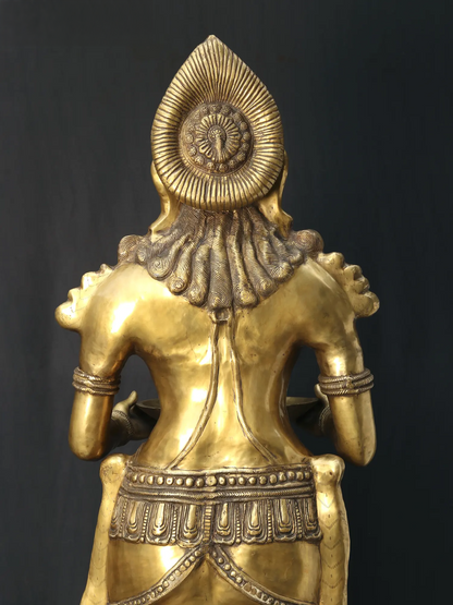 ब्रासुरा® बड़े आकार की दीपलक्ष्मी | शुद्ध पीतल की मूर्ति | ऊँचाई 37 इंच और वज़न 125.30 किग्रा