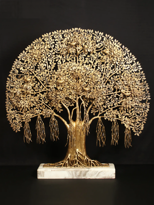 Brassaura® Brass Tree of Life Kalpvriksha Stonework Statue Height 58.07 Inches & Weight 98.70 kg