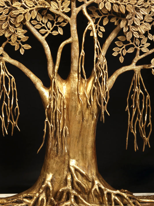 Brassaura® Brass Tree of Life Kalpvriksha Stonework Statue Height 58.07 Inches & Weight 98.70 kg