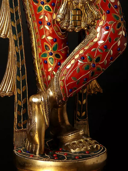 Brassaura® Brass Krishna Statue with Inlay Work | Height 91.5 cm & Weight 23.50 kg