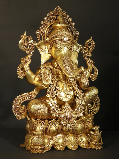 Brassaura™ Brass Ganesha Statue | Height 20 Inches & Weight 21 kgs