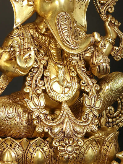 Brassaura™ Brass Ganesha Statue | Height 20 Inches & Weight 21 kgs