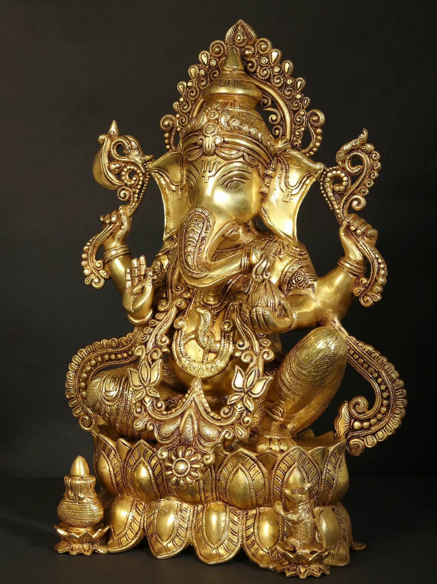 Brassaura™ Brass Ganesha Statue | Height 20 Inches & Weight 21 kgs
