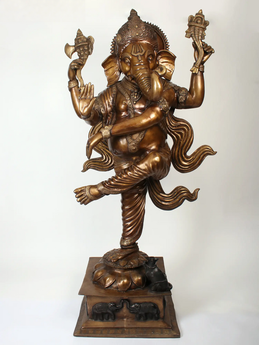 Brassaura® Dancing Ganesha Statue | Pure Brass | Height 73 Inches & Weight 162 kgs