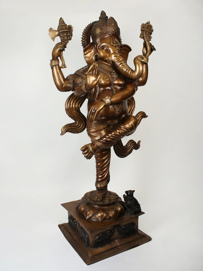 ब्रसौड़ा® नृत्य गणेश प्रतिमा | शुद्ध पीतल | ऊँचाई 73 इंच और वज़न 162 किलोग्राम