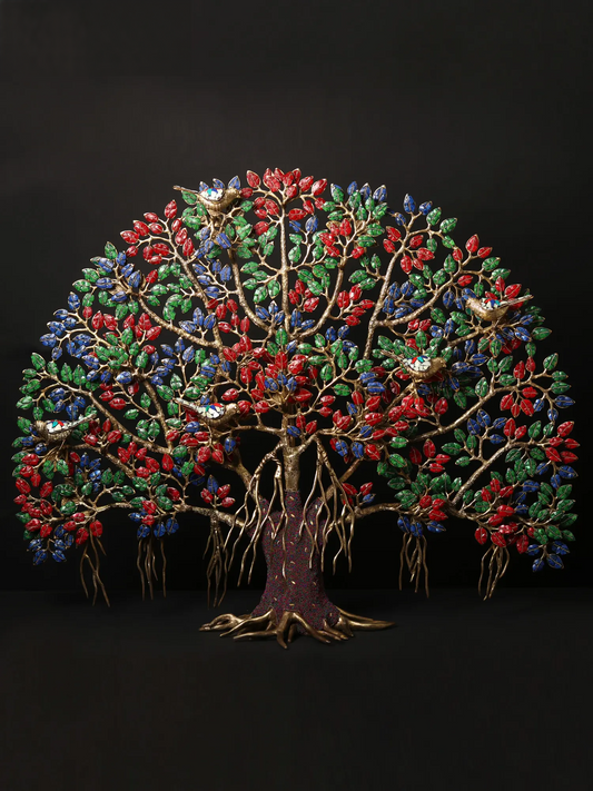 Brassaura® Brass Tree of Life Kalpvriksha Stonework Statue | Height 27.76 Inches & Weight 15.20 kg