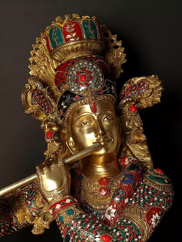 Brassaura® Brass Krishna Statue | Height 114.5 cm & Weight 50.50 kg